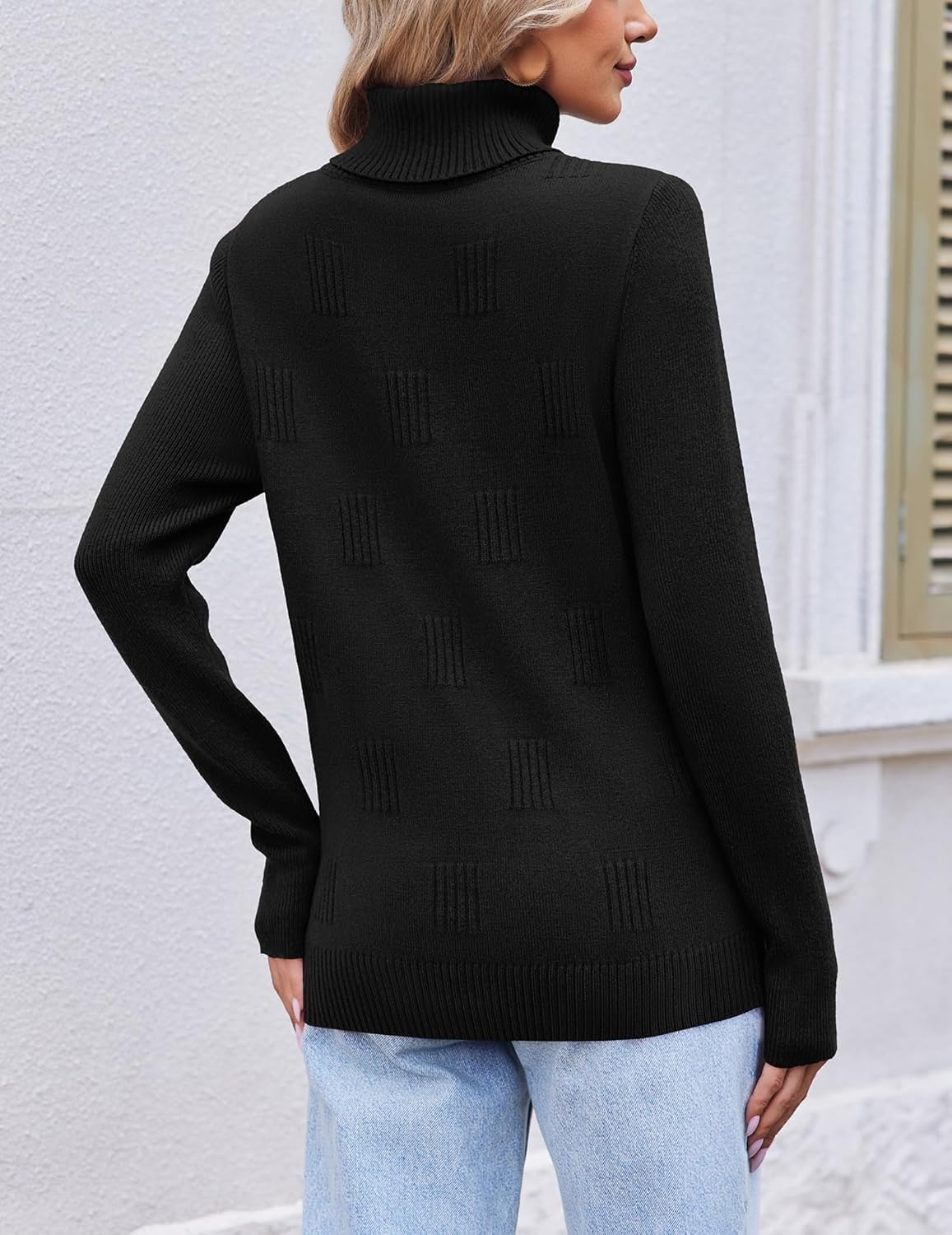 image:imageEkouaer Womens Turtleneck Sweater Long Sleeve 2026 Fall Winter Knitted TopBlack