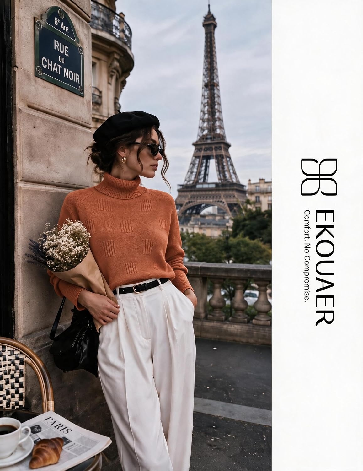 image:imageEkouaer Womens Turtleneck Sweater Long Sleeve 2026 Fall Winter Knitted TopCaramel Color