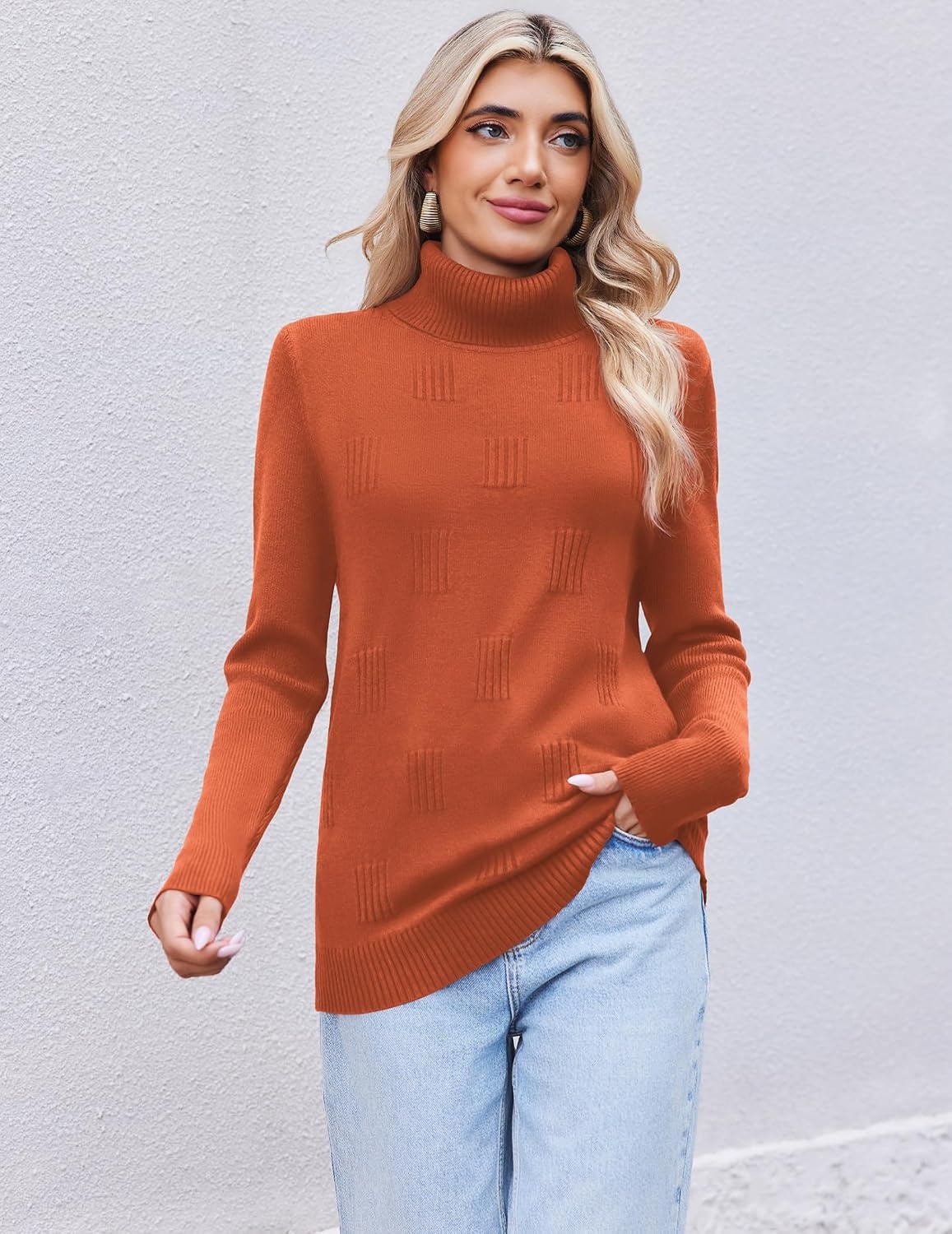 image:imageEkouaer Womens Turtleneck Sweater Long Sleeve 2026 Fall Winter Knitted TopCaramel Color