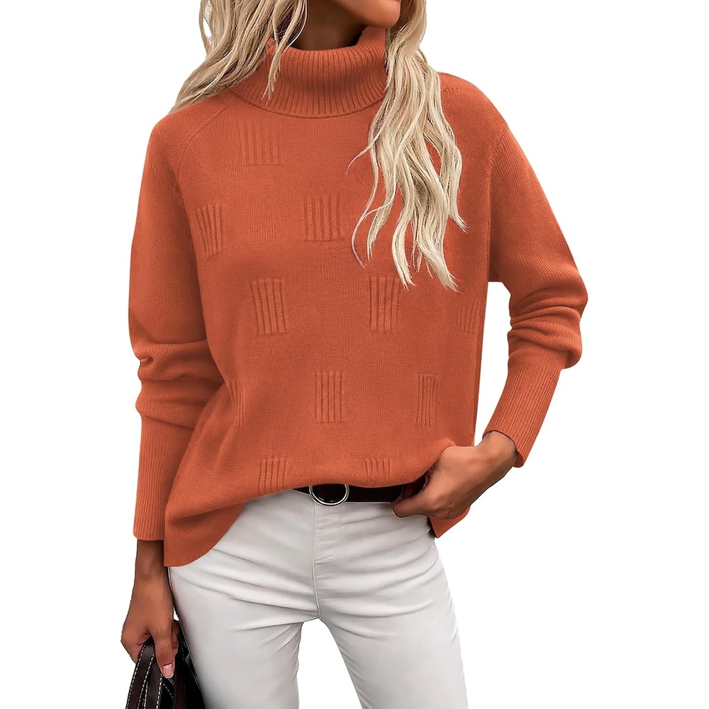image:imageEkouaer Womens Turtleneck Sweater Long Sleeve 2026 Fall Winter Knitted TopCaramel Color