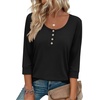 Ekouaer 3/4 Length Sleeve Women Tops Dressy Casual Blouses Fall Shirt 2026(Black)