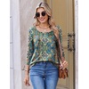 Ekouaer 3/4 Length Sleeve Women Tops Dressy Casual Blouses Fall Shirt 2026(Blue Bohemian)