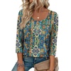 Ekouaer 3/4 Length Sleeve Women Tops Dressy Casual Blouses Fall Shirt 2026(Blue Bohemian)