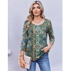 Ekouaer 3/4 Length Sleeve Women Tops Dressy Casual Blouses Fall Shirt 2026(Blue Bohemian)