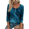 Ekouaer 3/4 Length Sleeve Women Tops Dressy Casual Blouses Fall Shirt 2026(Blue Print)