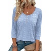Ekouaer 3/4 Length Sleeve Women Tops Dressy Casual Blouses Fall Shirt 2026(Blue White Stripes)