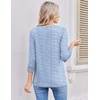 Ekouaer 3/4 Length Sleeve Women Tops Dressy Casual Blouses Fall Shirt 2026(Blue White Stripes)