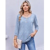 Ekouaer 3/4 Length Sleeve Women Tops Dressy Casual Blouses Fall Shirt 2026(Blue White Stripes)