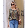 Ekouaer 3/4 Length Sleeve Women Tops Dressy Casual Blouses Fall Shirt 2026(Brown Bohemian-mz721)