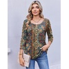 Ekouaer 3/4 Length Sleeve Women Tops Dressy Casual Blouses Fall Shirt 2026(Brown Bohemian-mz721)