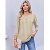 Ekouaer 3/4 Length Sleeve Women Tops Dressy Casual Blouses Fall Shirt 2026(Brown Striped)