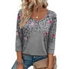 Ekouaer 3/4 Length Sleeve Women Tops Dressy Casual Blouses Fall Shirt 2026(Grey Floral)