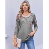 Ekouaer 3/4 Length Sleeve Women Tops Dressy Casual Blouses Fall Shirt 2026(Grey Floral)