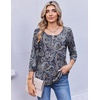 Ekouaer 3/4 Length Sleeve Women Tops Dressy Casual Blouses Fall Shirt 2026(Navy Paisley Print)