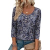 Ekouaer 3/4 Length Sleeve Women Tops Dressy Casual Blouses Fall Shirt 2026(Navy Paisley Print)