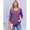 Ekouaer 3/4 Length Sleeve Women Tops Dressy Casual Blouses Fall Shirt 2026(Purple)