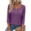 Ekouaer 3/4 Length Sleeve Women Tops Dressy Casual Blouses Fall Shirt 2026(Purple)