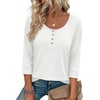 Ekouaer 3/4 Length Sleeve Women Tops Dressy Casual Blouses Fall Shirt 2026(White)
