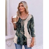 Ekouaer 3/4 Length Sleeve Womens Tops V Neck Blouses Pleated Casual Shirts(Black Gold)
