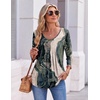 Ekouaer 3/4 Length Sleeve Womens Tops V Neck Blouses Pleated Casual Shirts(Black Gold)