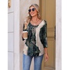 Ekouaer 3/4 Length Sleeve Womens Tops V Neck Blouses Pleated Casual Shirts(Black Gold)