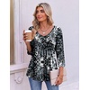 Ekouaer 3/4 Length Sleeve Womens Tops V Neck Blouses Pleated Casual Shirts(Black White Dots)