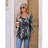 Ekouaer 3/4 Length Sleeve Womens Tops V Neck Blouses Pleated Casual Shirts(Black White Dots)