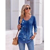 Ekouaer 3/4 Length Sleeve Womens Tops V Neck Blouses Pleated Casual Shirts(Blue Floral)