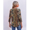 Ekouaer 3/4 Length Sleeve Womens Tops V Neck Blouses Pleated Casual Shirts(Boho Mz721)