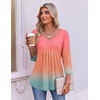 Ekouaer 3/4 Length Sleeve Womens Tops V Neck Blouses Pleated Casual Shirts(Gradient Pink)