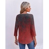 Ekouaer 3/4 Length Sleeve Womens Tops V Neck Blouses Pleated Casual Shirts(Gradient Red)