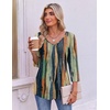 Ekouaer 3/4 Length Sleeve Womens Tops V Neck Blouses Pleated Casual Shirts(Multi Striped)