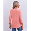 Ekouaer 3/4 Length Sleeve Womens Tops V Neck Blouses Pleated Casual Shirts(Pink)