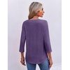 Ekouaer 3/4 Length Sleeve Womens Tops V Neck Blouses Pleated Casual Shirts(Purple)