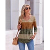 Ekouaer 3/4 Length Sleeve Womens Tops V Neck Blouses Pleated Casual Shirts(Stripe Brown)