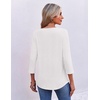 Ekouaer 3/4 Length Sleeve Womens Tops V Neck Blouses Pleated Casual Shirts(White)