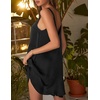 Ekouaer Nightgowns for Women Sleeveless Satin Night Gown Sexy Night Dress(Black)