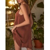 Ekouaer Nightgowns for Women Sleeveless Satin Night Gown Sexy Night Dress(Brown)
