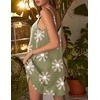 Ekouaer Nightgowns for Women Sleeveless Satin Night Gown Sexy Night Dress(Green Flower)