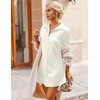 Ekouaer Satin Nightgown for Women Button Down Silk Sleepshirts Sexy V Neck Night Gown Long Sleeve Night Shirts S-3XL(Beige)