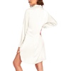 Ekouaer Satin Nightgown for Women Button Down Silk Sleepshirts Sexy V Neck Night Gown Long Sleeve Night Shirts S-3XL(Beige)