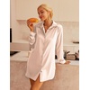 Ekouaer Satin Nightgown for Women Button Down Silk Sleepshirts Sexy V Neck Night Gown Long Sleeve Night Shirts S-3XL(Champagne)