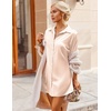 Ekouaer Satin Nightgown for Women Button Down Silk Sleepshirts Sexy V Neck Night Gown Long Sleeve Night Shirts S-3XL(Champagne)