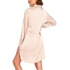 Ekouaer Satin Nightgown for Women Button Down Silk Sleepshirts Sexy V Neck Night Gown Long Sleeve Night Shirts S-3XL(Champagne)