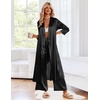 Ekouaer Silk Robes for Women Long Satin Bride Bridesmaid Robe with Pockets(Black)