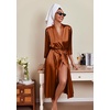 Ekouaer Silk Robes for Women Long Satin Bride Bridesmaid Robe with Pockets(Brown)