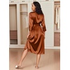 Ekouaer Silk Robes for Women Long Satin Bride Bridesmaid Robe with Pockets(Brown)
