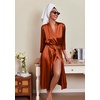 Ekouaer Silk Robes for Women Long Satin Bride Bridesmaid Robe with Pockets(Burnt Orange)