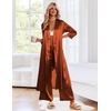 Ekouaer Silk Robes for Women Long Satin Bride Bridesmaid Robe with Pockets(Burnt Orange)