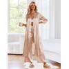 Ekouaer Silk Robes for Women Long Satin Bride Bridesmaid Robe with Pockets(Champagne)
